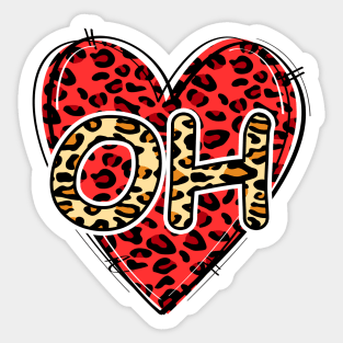 Love OHIO Leopard Heart OH Sticker